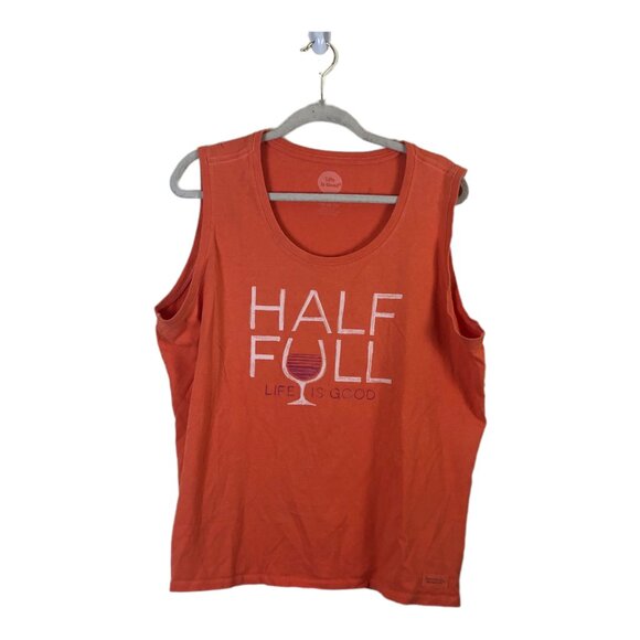 Life Is Good XXL Shirt Orange Round Neck Sleeveless Graphic Tee Pullover - Picture 1 of 5